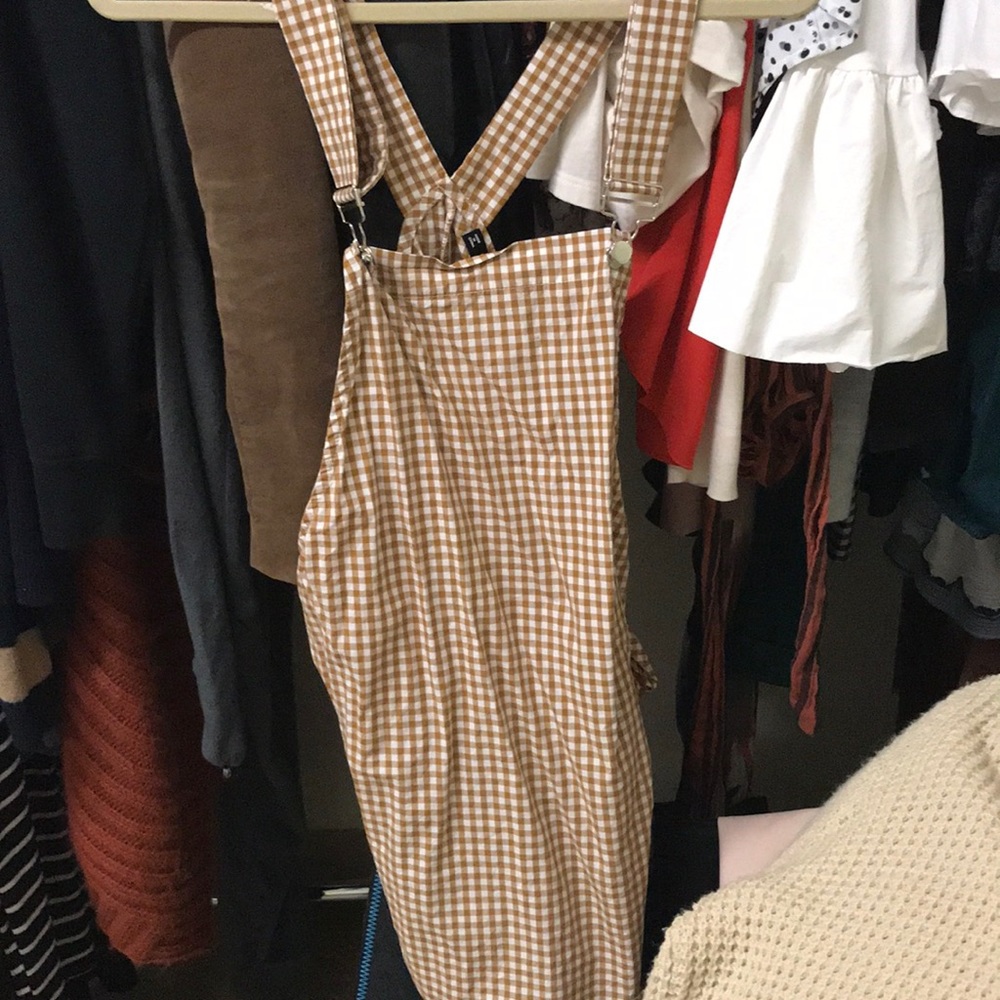 Overall checkered dress
